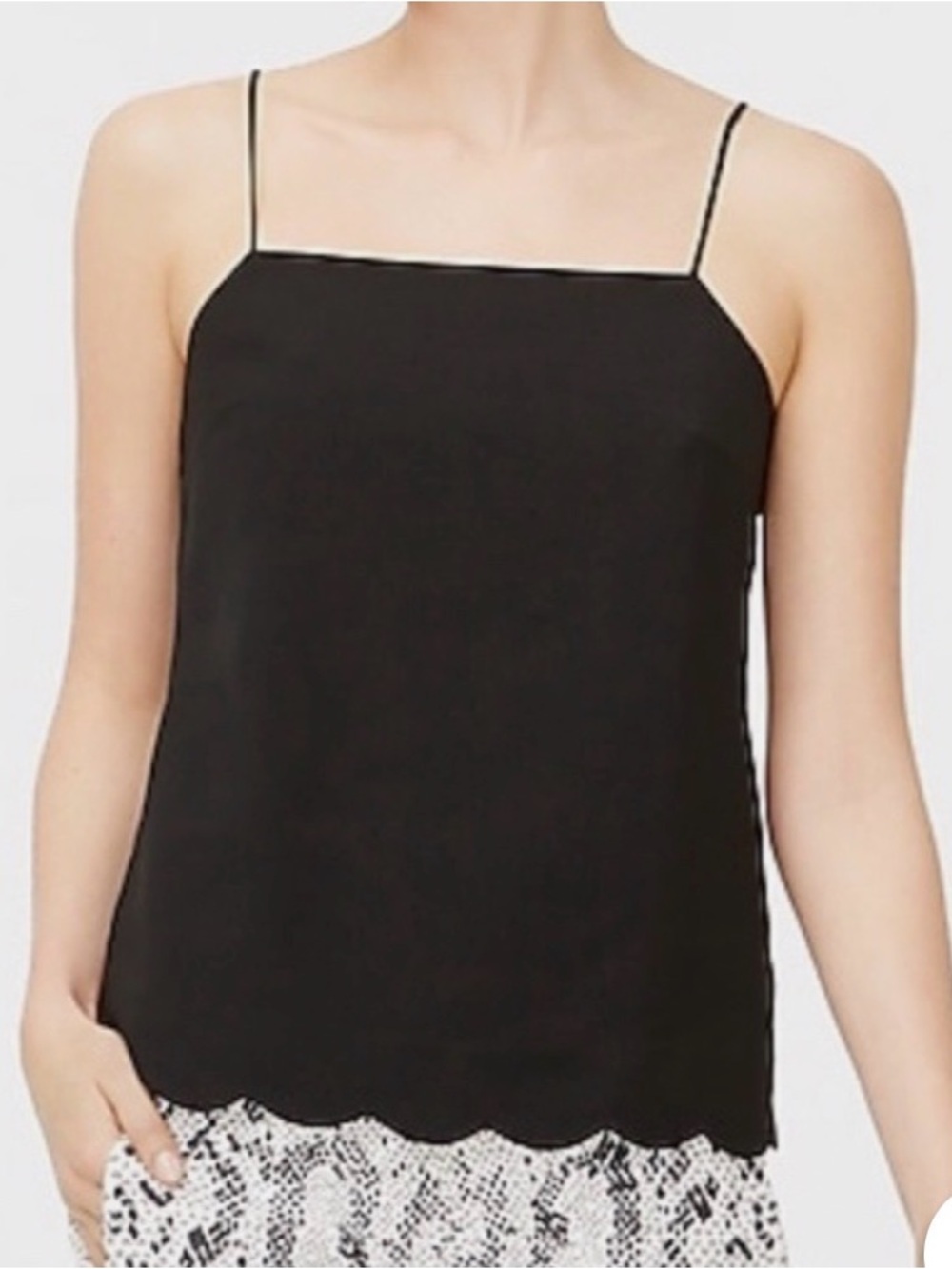 J Crew Scalloped Black Cami Top